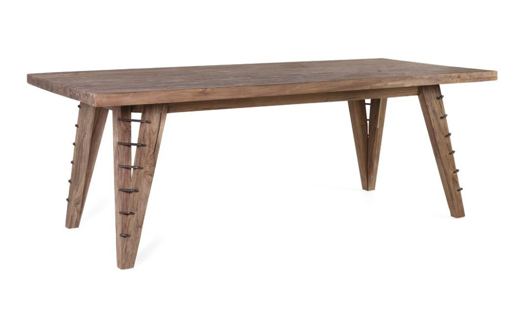Tavolo da pranzo in legno di ferro marrone 220x100x78cm