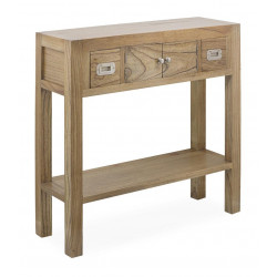 Console 2 Tiroirs Bois Bronze Marron 80x27x80cm