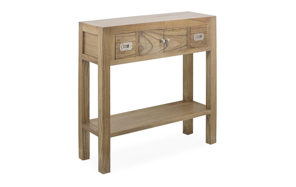 Console 2 Tiroirs Bois Bronze Marron 80x27x80cm