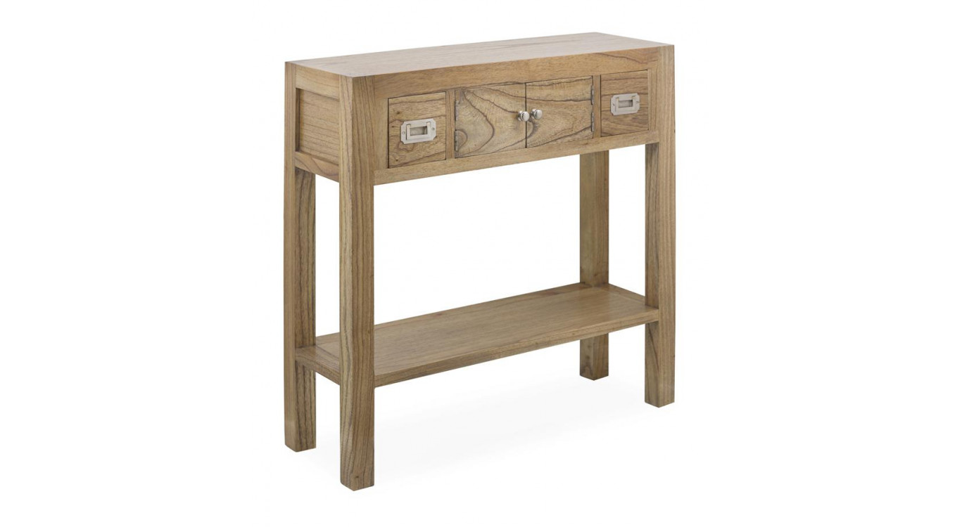 Consola 2 Cajones Madera Bronce Marrón 80x27x80cm