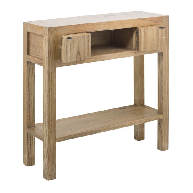 Consola 2 Cajones Madera Bronce Marrón 80x27x80cm