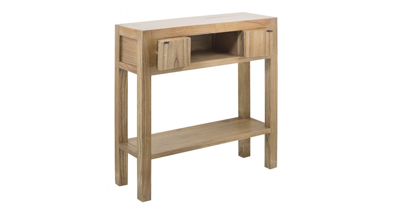 Consola 2 Cajones Madera Bronce Marrón 80x27x80cm