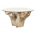 Mesa de comedor de madera y cristal marrón 150x150x78cm