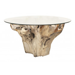 Esstisch Holz Glas Braun 150x150x78cm