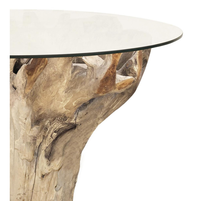 Table à Manger Bois Verre Marron 150x150x78cm
