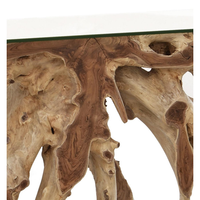 Console Bois Verre Marron 135x35x80cm