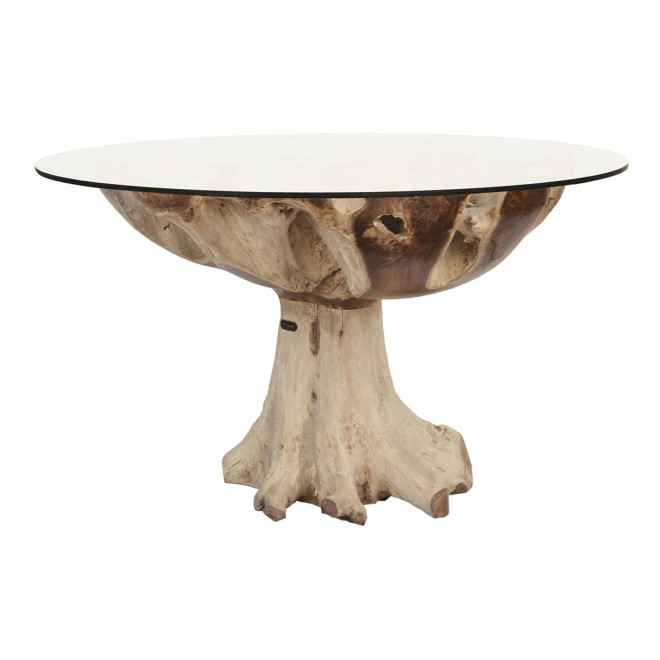 Esstisch Holz Glas Braun 130x130x78cm