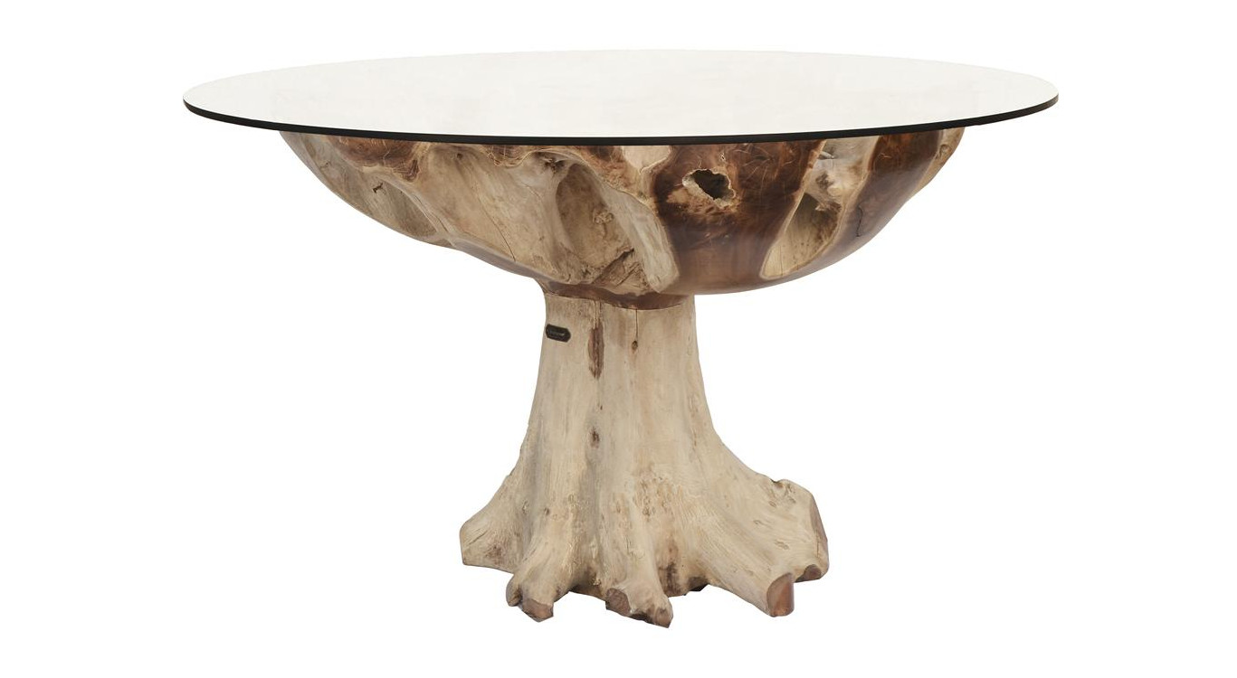 Esstisch Holz Glas Braun 130x130x78cm