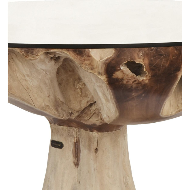 Table à Manger Bois Verre Marron 130x130x78cm
