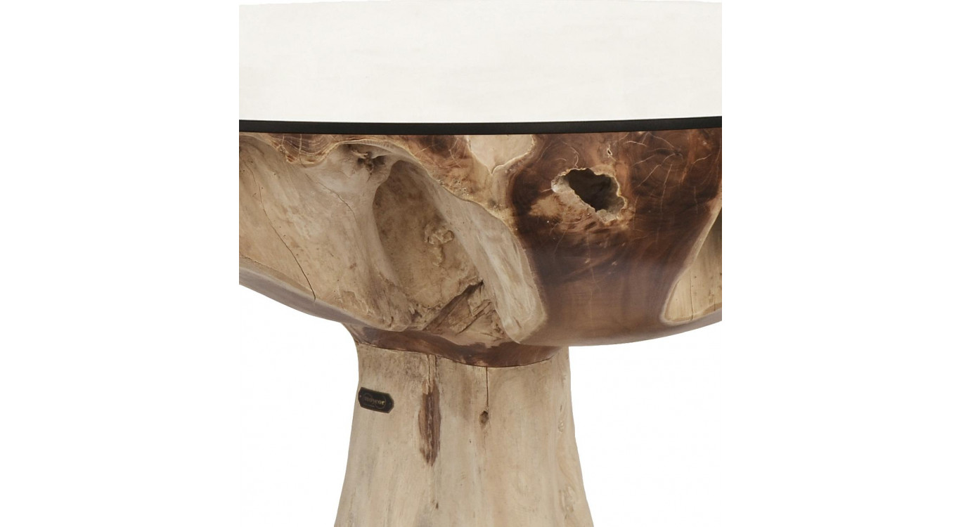 Esstisch Holz Glas Braun 130x130x78cm