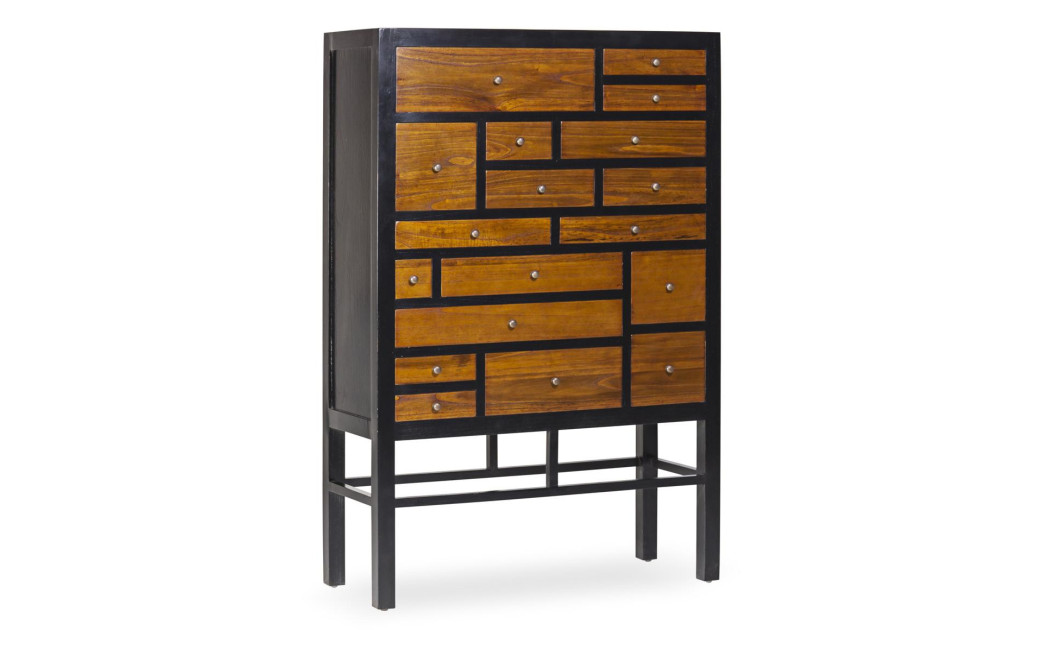 Buffet Bois Bronze Noir 100x40x145cm