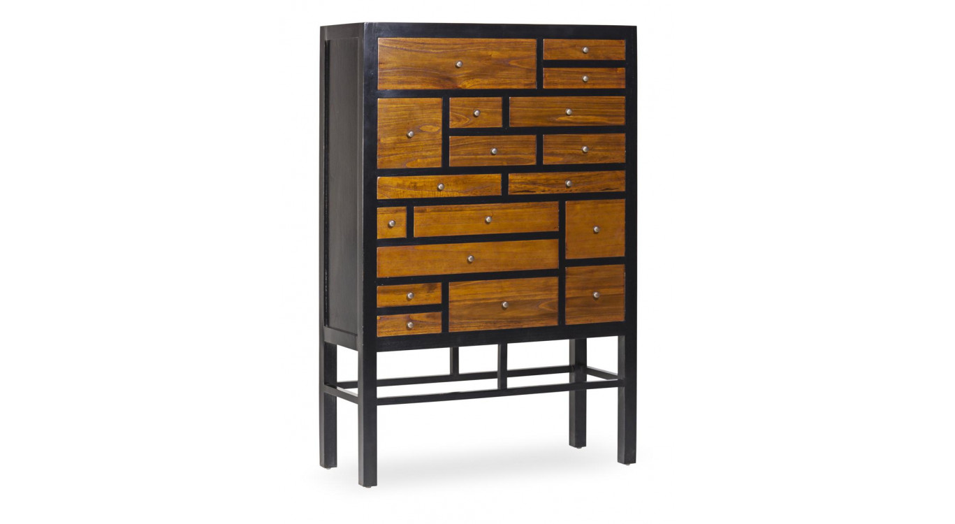 Buffet Bois Bronze Noir 100x40x145cm