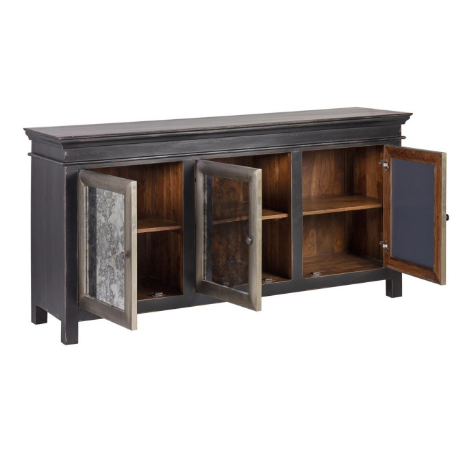 Sideboard Holz Aluminium Schwarz 168x45x85cm