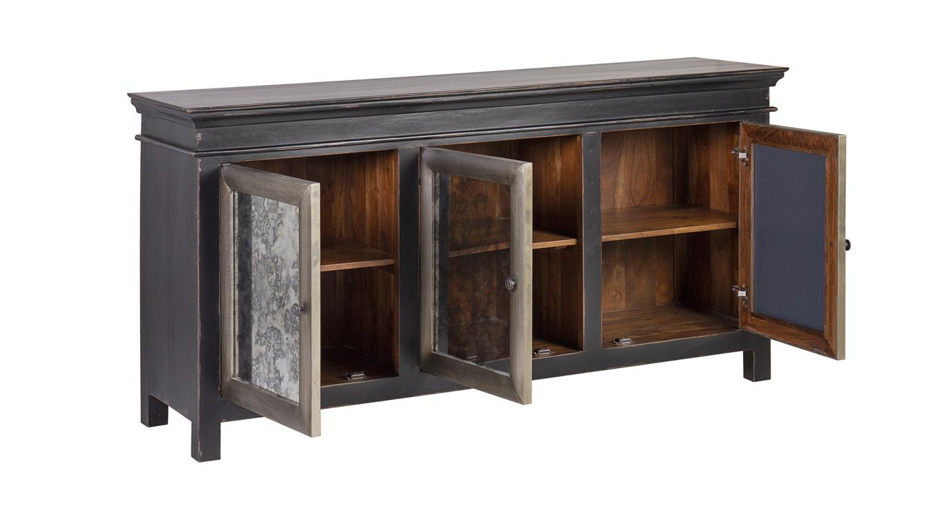 Sideboard Holz Aluminium Schwarz 168x45x85cm
