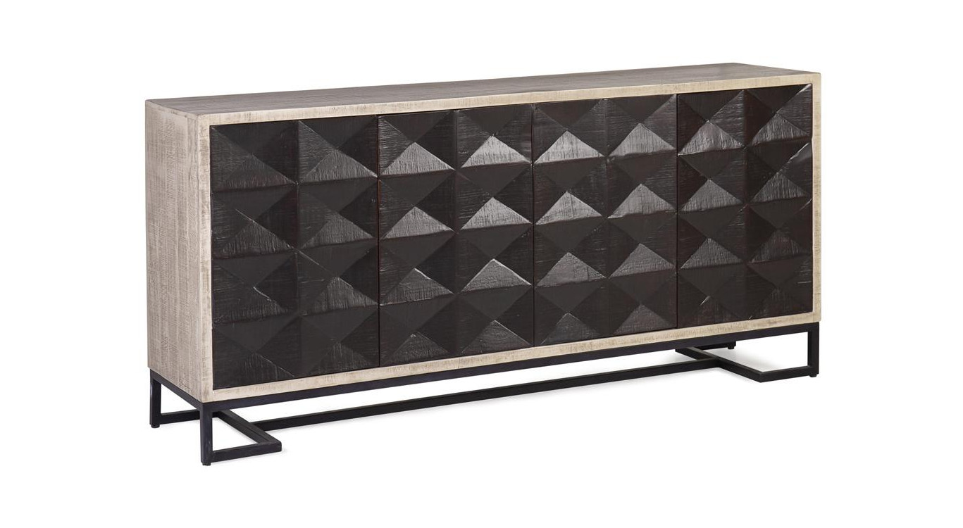 Bahut Bois Fer Blanc 183x45x85cm