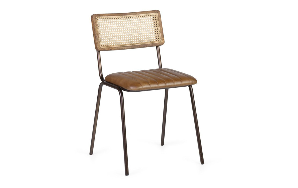 Chaise Peau Fer Marron 46x50x78cm