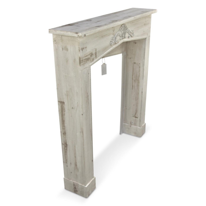 Encadrement Manteau Cheminée Bois Cerusé Blanc 106x21x110cm