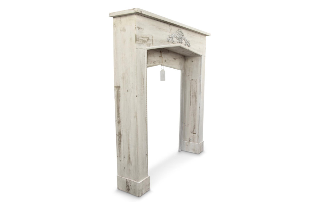 Encadrement Manteau Cheminée Bois Cerusé Blanc 106x21x110cm