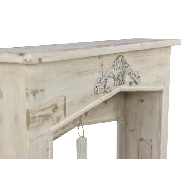Encadrement Manteau Cheminée Bois Cerusé Blanc 106x21x110cm