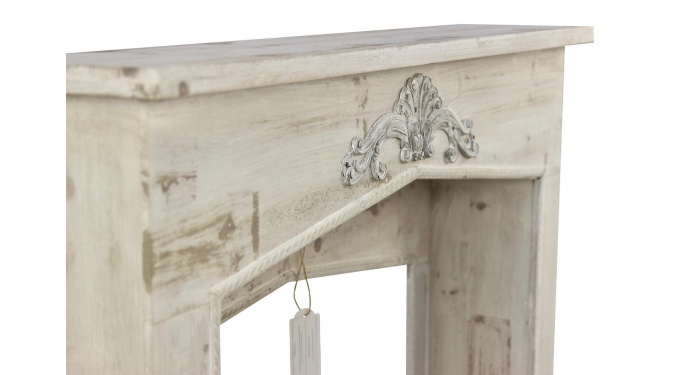 Encadrement Manteau Cheminée Bois Cerusé Blanc 106x21x110cm