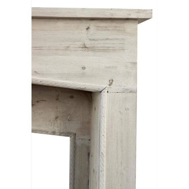Encadrement Manteau Cheminée Bois Cerusé Blanc 106x21x110cm