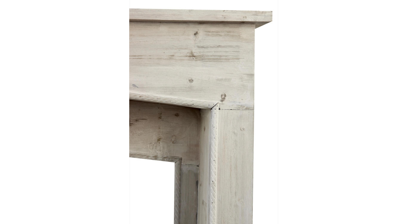 Encadrement Manteau Cheminée Bois Cerusé Blanc 106x21x110cm