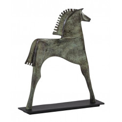 Sculpture Cheval Aluminium Marron 40x10x46cm