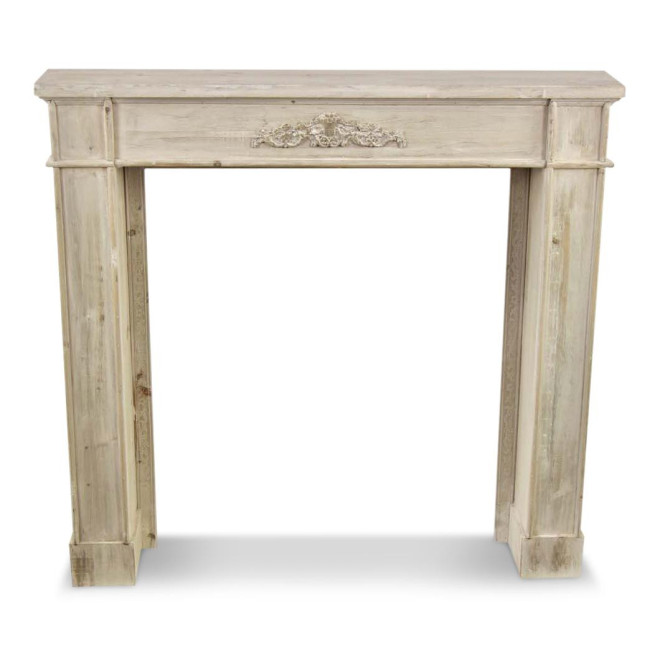 Rahmen Mantel Kamin Holz Cerusé Weiß 104x18x99cm