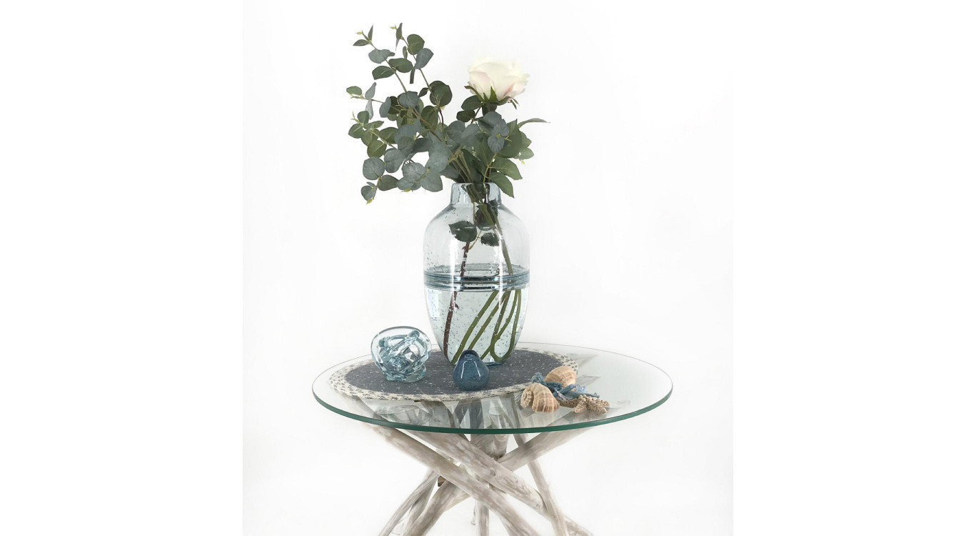Vase Verre Bleu 20x20x32cm