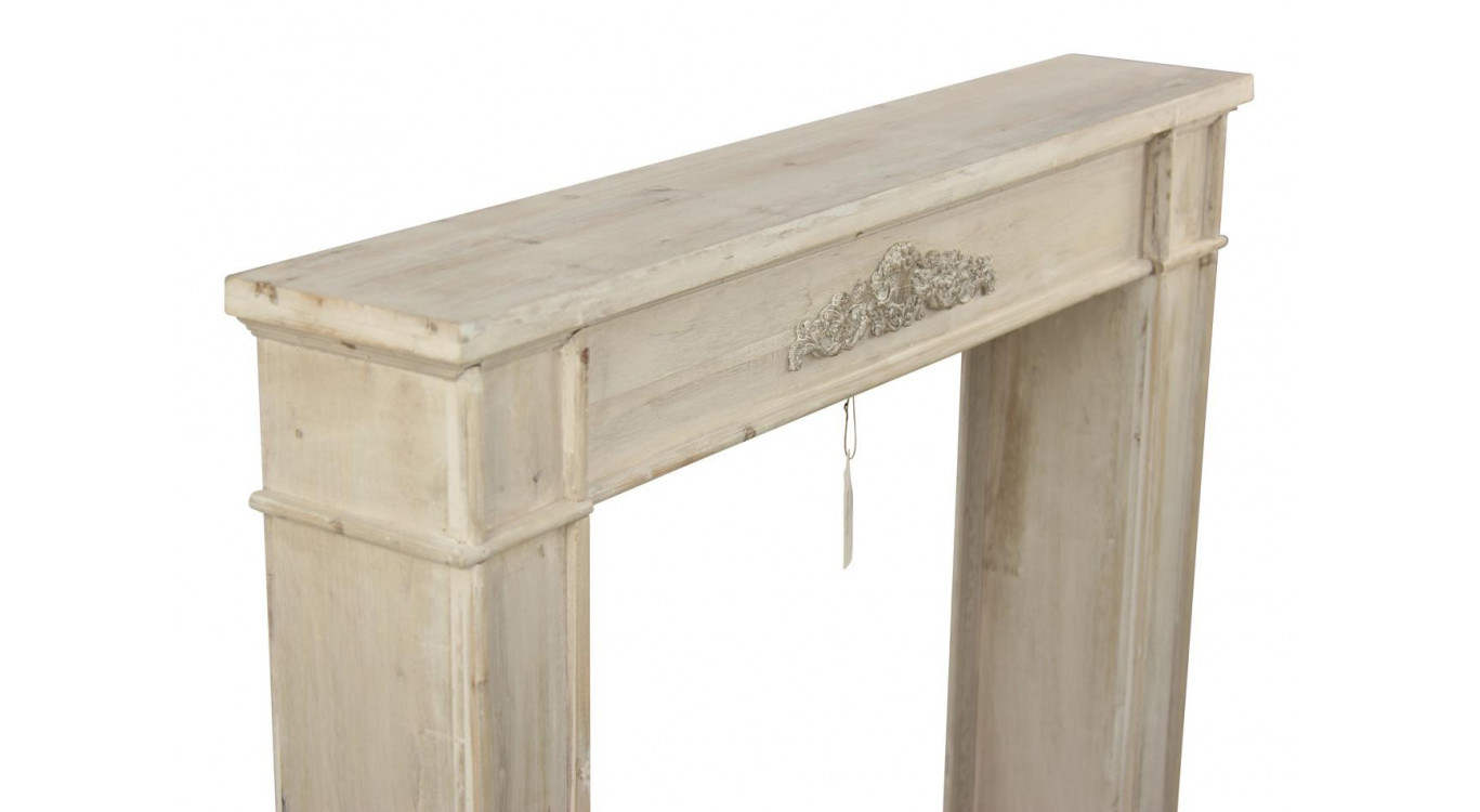 Rahmen Mantel Kamin Holz Cerusé Weiß 104x18x99cm