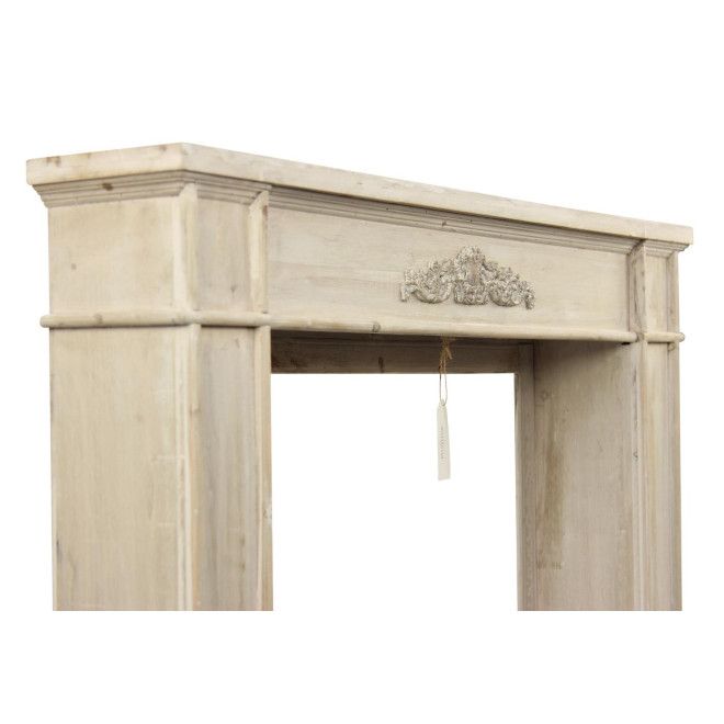 Rahmen Mantel Kamin Holz Cerusé Weiß 104x18x99cm