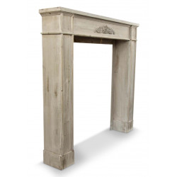 Encadrement Manteau Cheminée Bois Cerusé Blanc 104x18x99cm