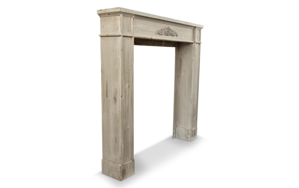 Encadrement Manteau Cheminée Bois Cerusé Blanc 104x18x99cm