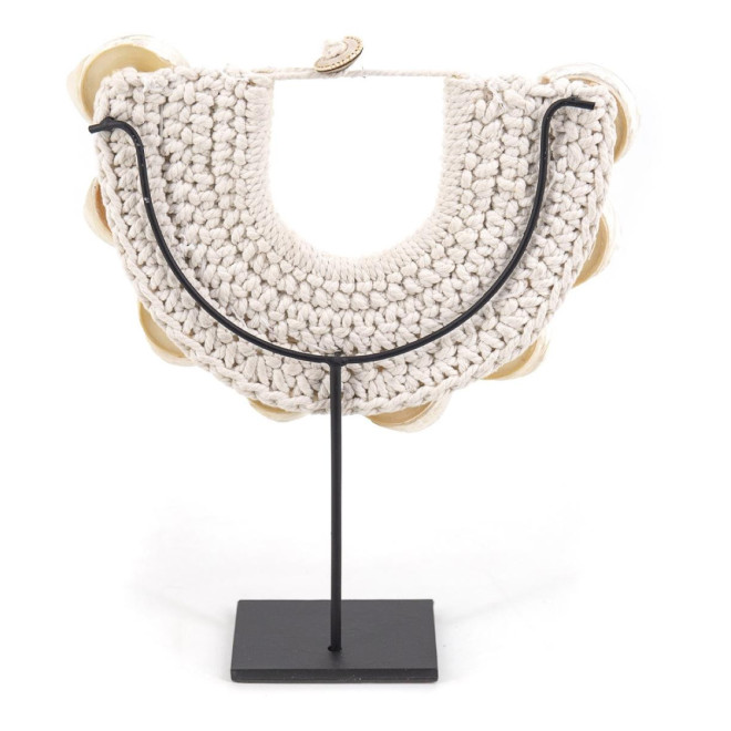Sculpture Collier Coquilles Corde Fer Blanc 30x8x30cm
