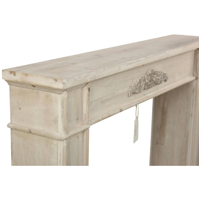 Rahmen Mantel Kamin Holz Cerusé Weiß 104x18x99cm