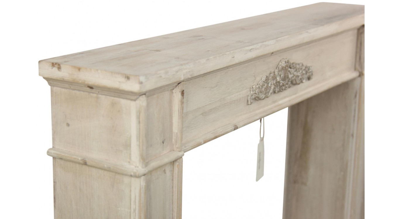Rahmen Mantel Kamin Holz Cerusé Weiß 104x18x99cm