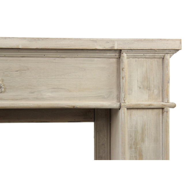 Encadrement Manteau Cheminée Bois Cerusé Blanc 104x18x99cm