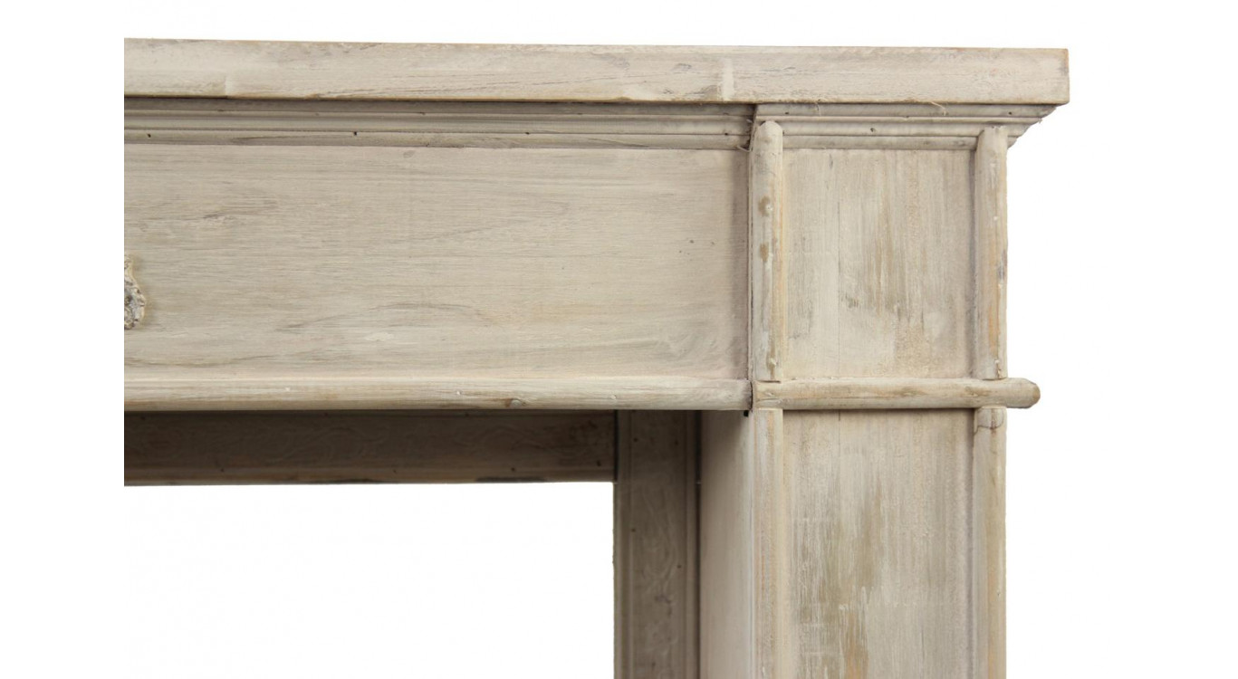 Rahmen Mantel Kamin Holz Cerusé Weiß 104x18x99cm