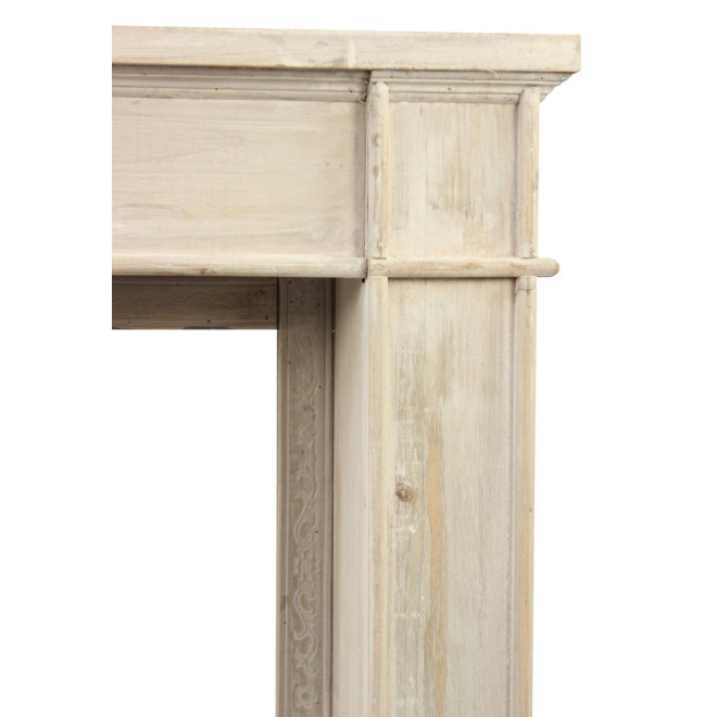Encadrement Manteau Cheminée Bois Cerusé Blanc 104x18x99cm