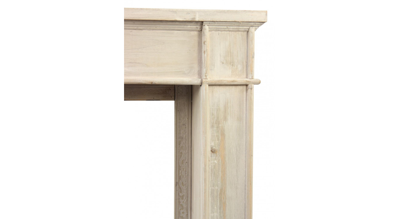 Encadrement Manteau Cheminée Bois Cerusé Blanc 104x18x99cm