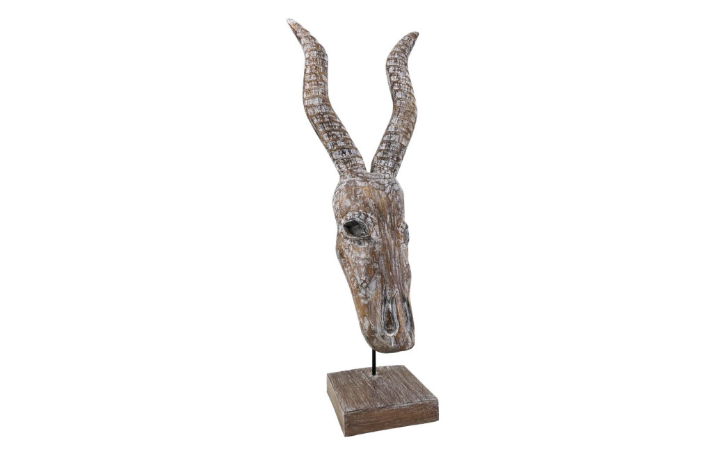 Sculpture Antilope Bois Marron 33x15x65cm