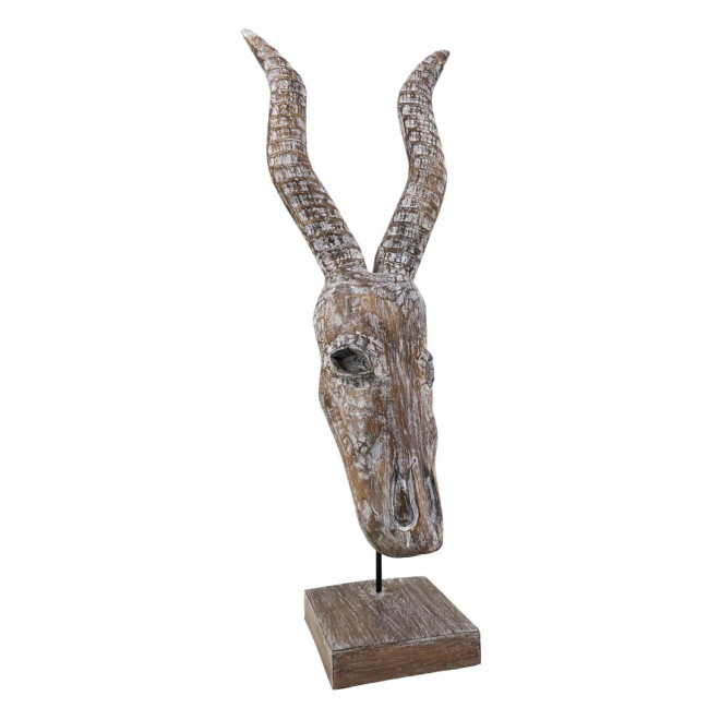Sculpture Antilope Bois Marron 33x15x65cm