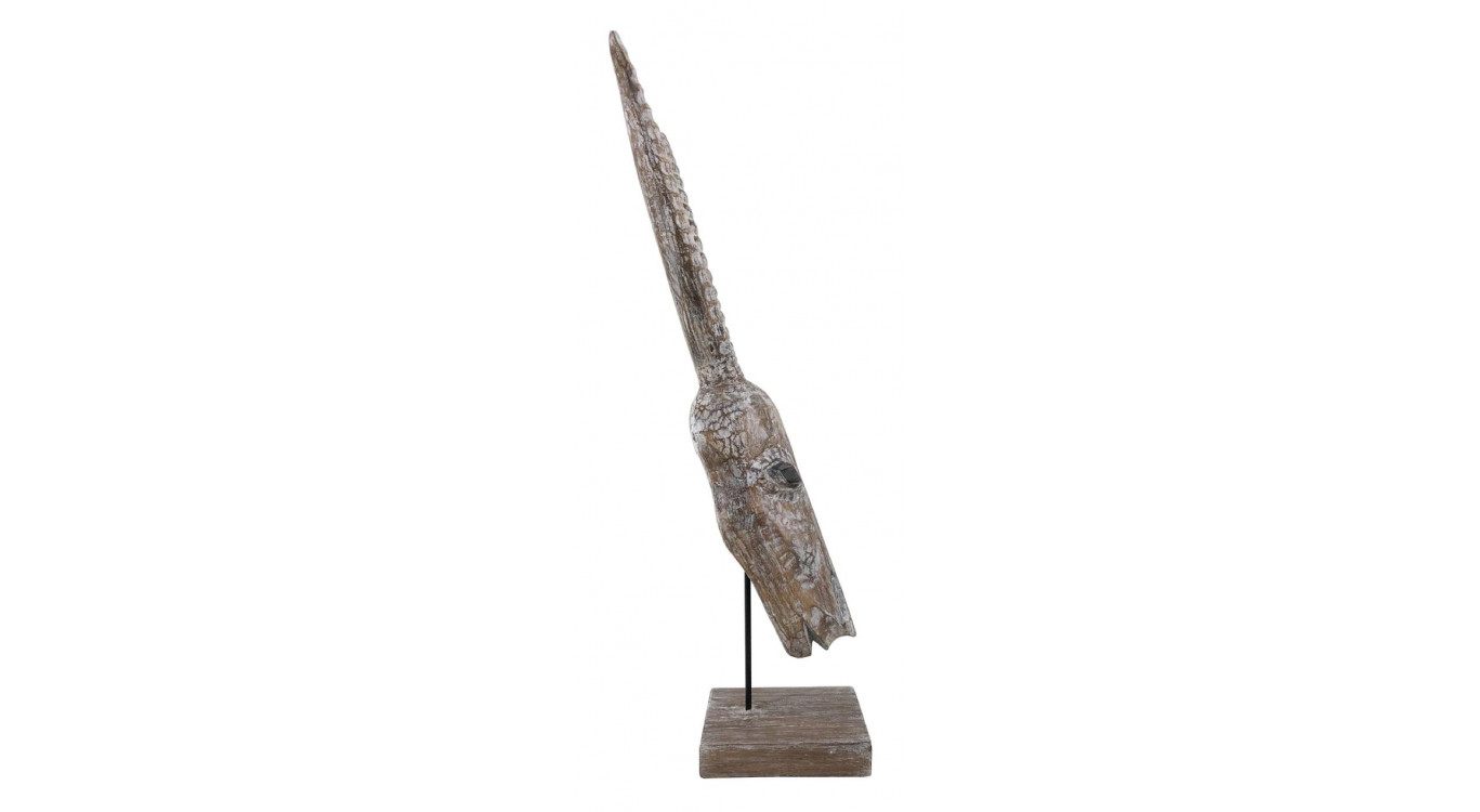 Sculpture Antilope Bois Marron 33x15x65cm