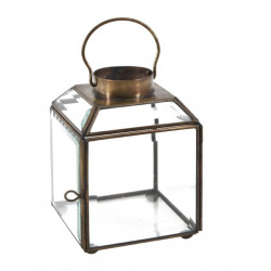 Lanterne Verre Bronze Bronze 10x10x15cm