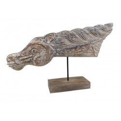 Sculpture Cheval Bois Marron 70x10x45cm