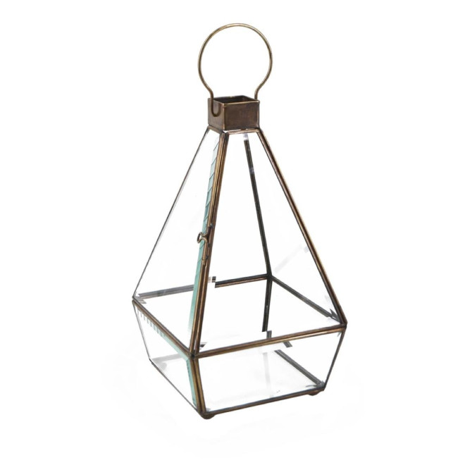 Lanterne Verre Bronze Bronze 13x13x22cm