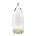 Glocke Glas Holz Braun 22x22x55cm