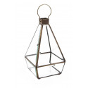 Farol de Cristal Bronce 16x16x28cm