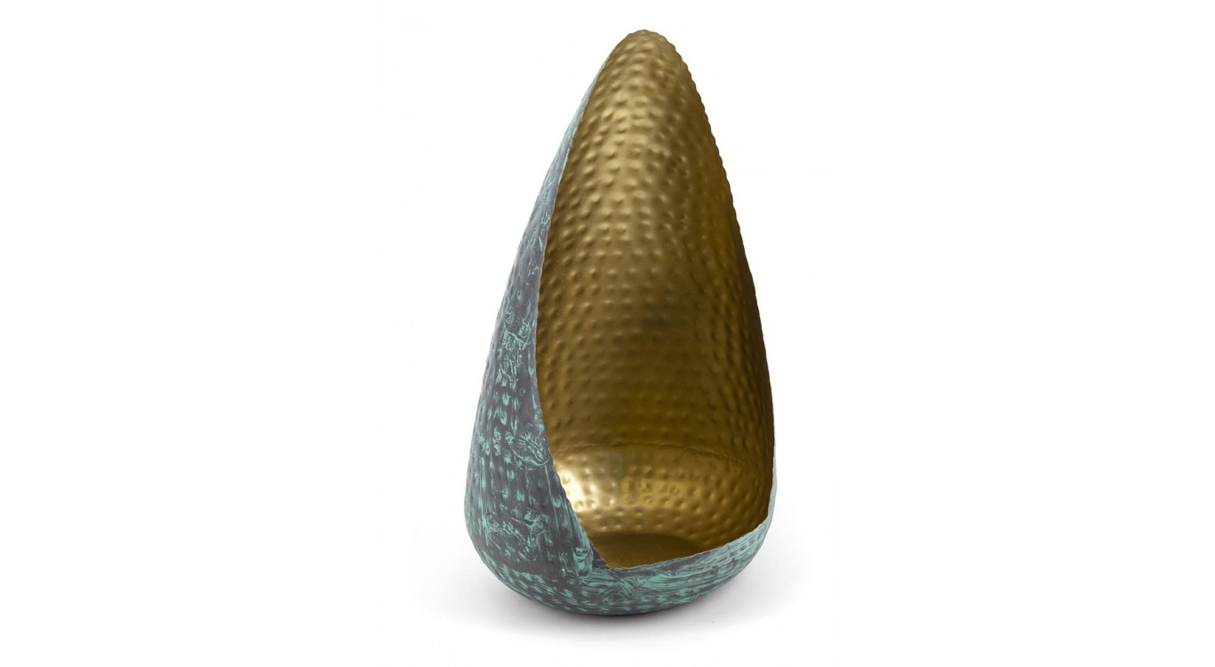 Sculpture Aluminium Bleu 25x25x44cm