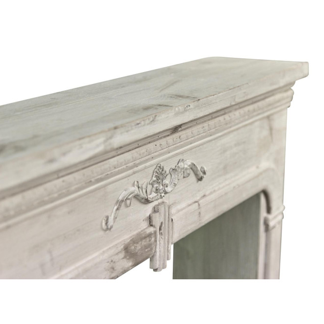 Encadrement Manteau Cheminée Bois Cerusé Blanc 104x17x99cm
